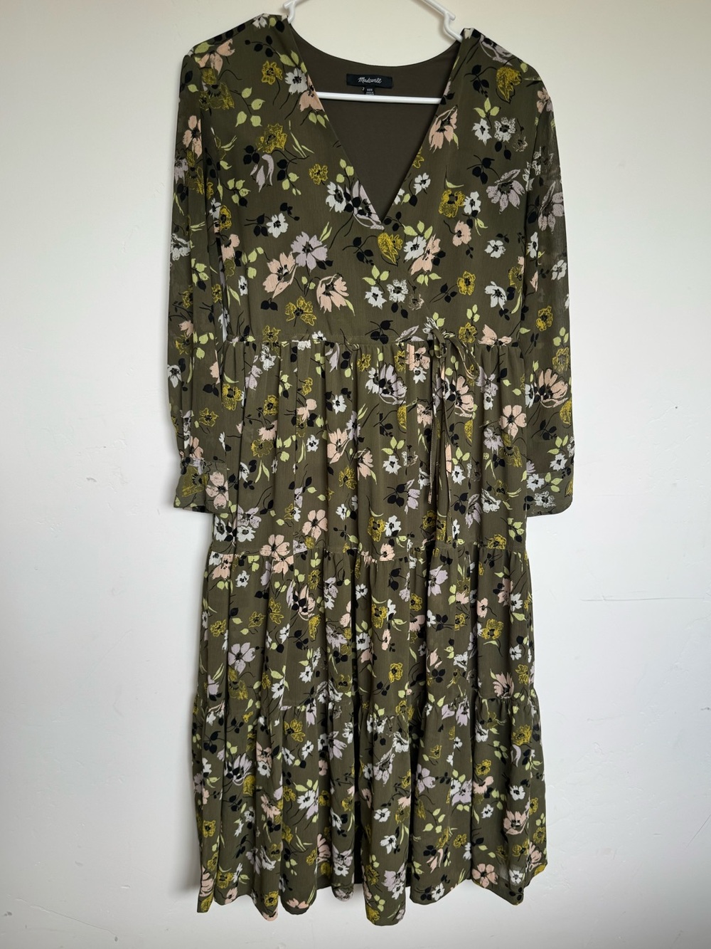 Madewell Cinch-Waist Tiered Midi Dress in Wildblooms